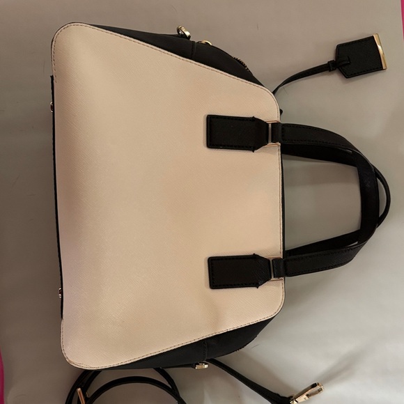 Kate Spade Black and White Satchel with Red Trim